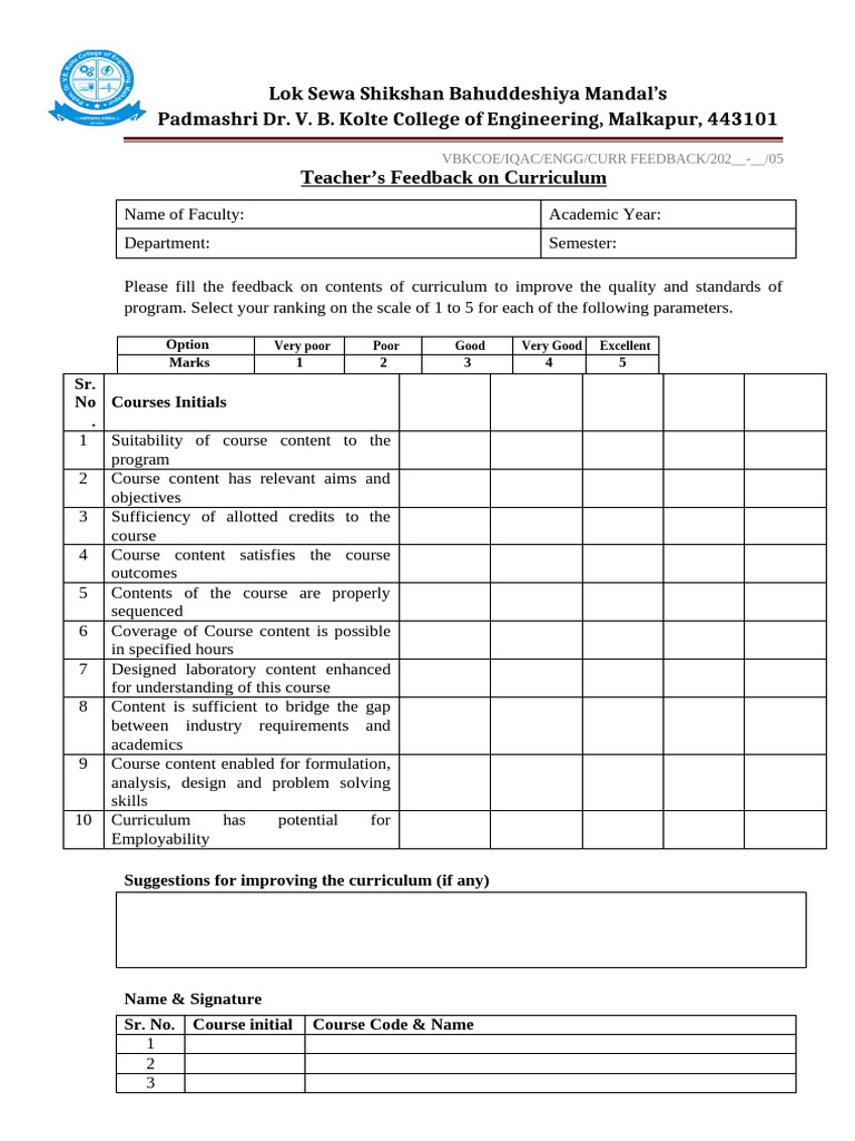 Teacher Feedback on Engineering Curriculum | PDF