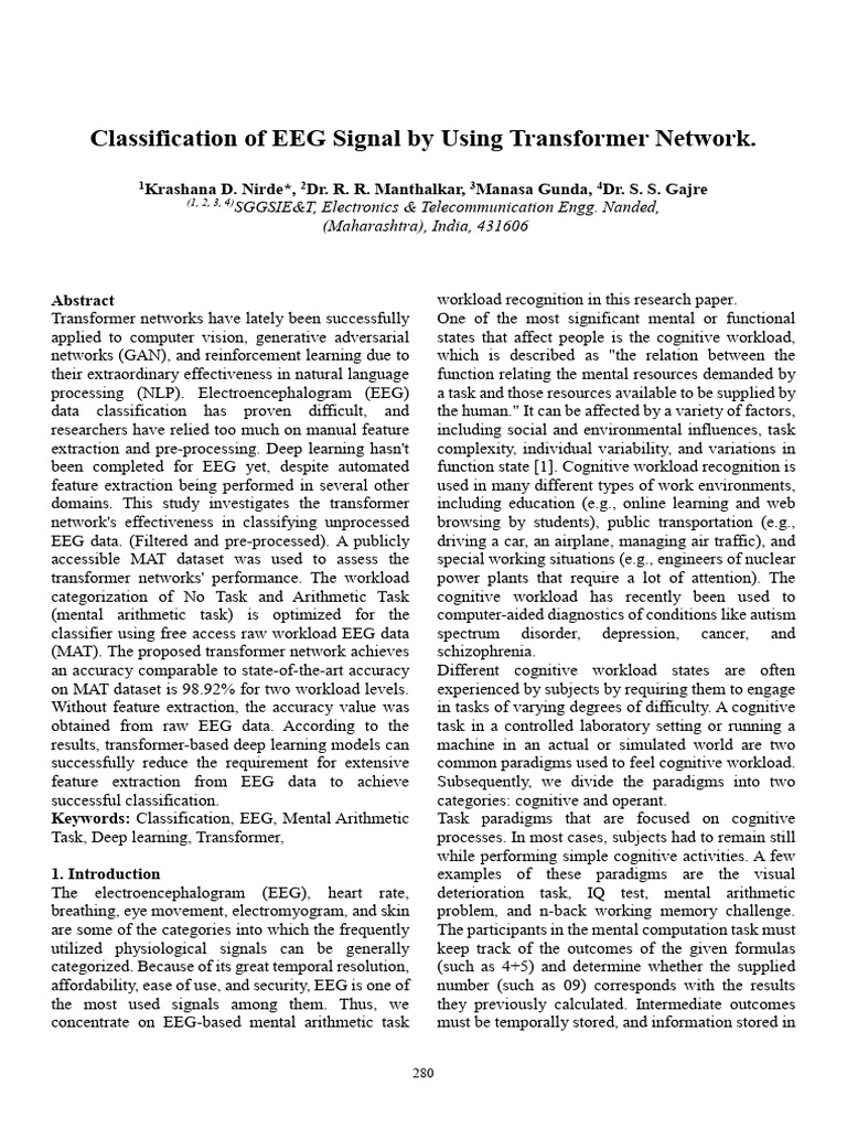 EEG Signal Classification Using Transformers | PDF ...