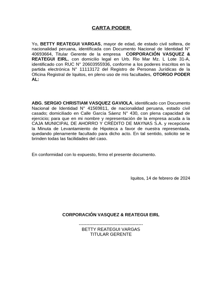 Carta Poder Simple | PDF