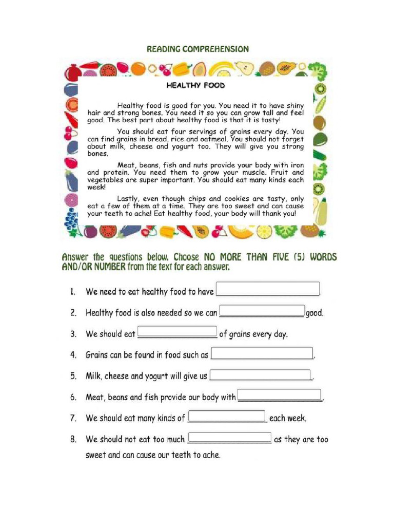 Healthy Food - Reading | PDF