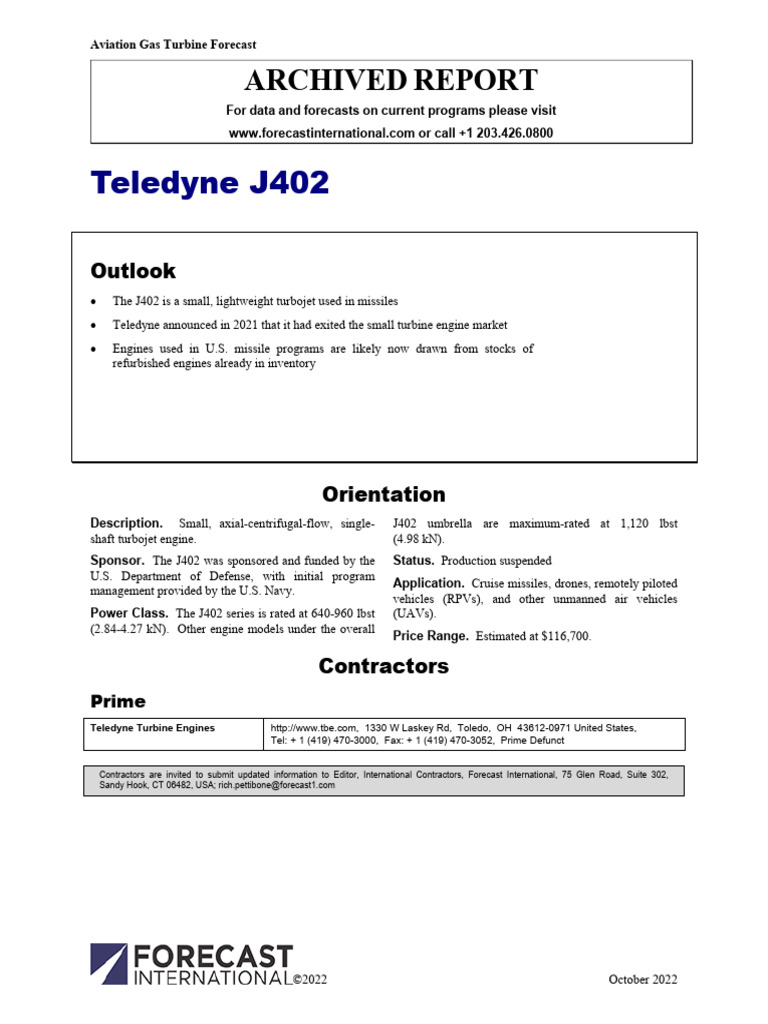 PAT130E1 - Teledyne J402 Archived APR | PDF | Engines | Aviation