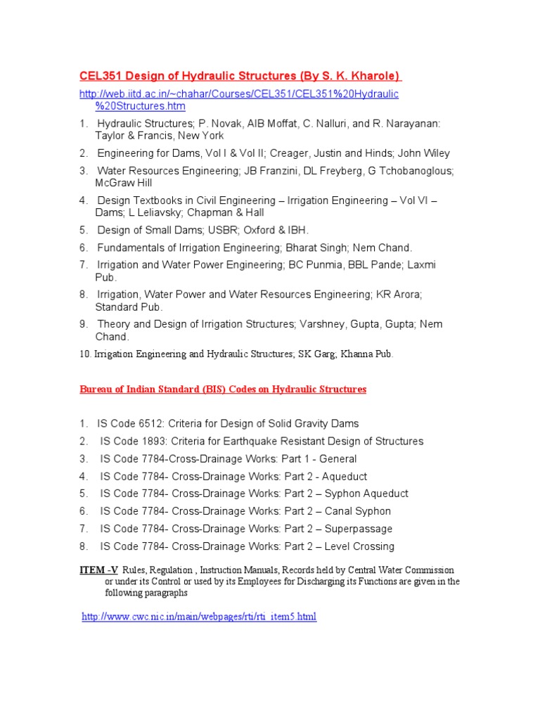 Hydraulic Structures Design Overview | PDF | Dam | Reservoir