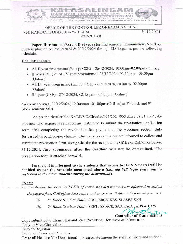 Paper Distribution Nov Dec 2024 | PDF