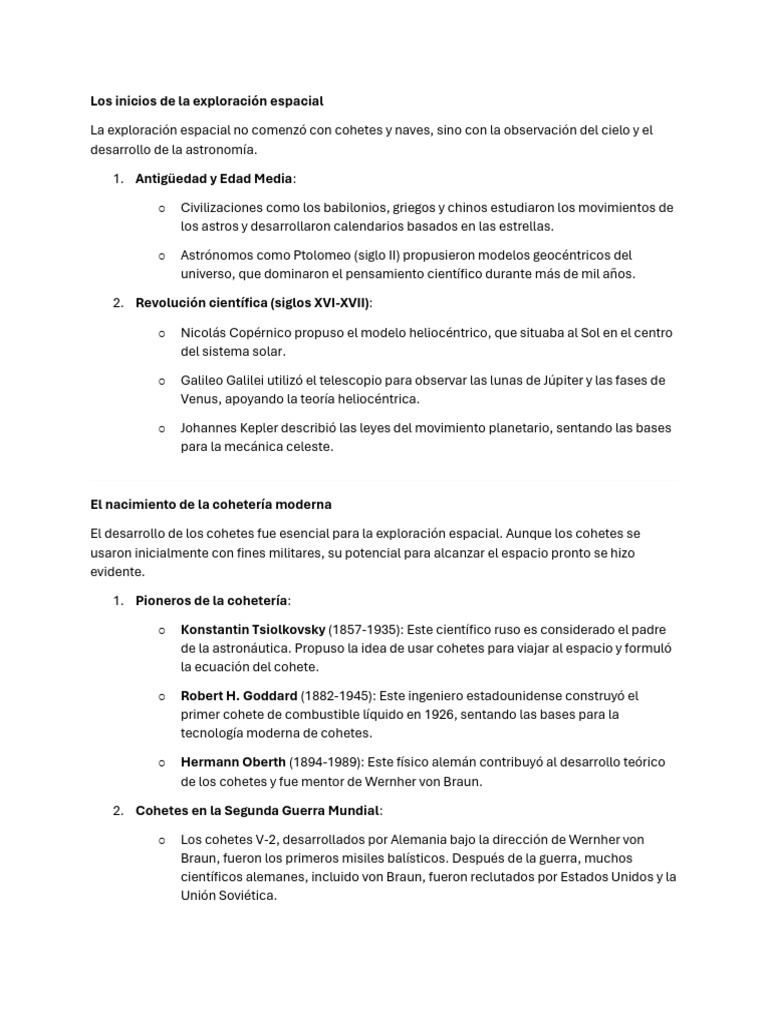 Historia de la exploración espacial | PDF | Exploración espacial ...