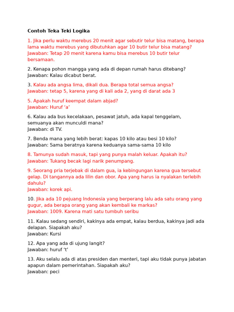 Soal Teka Teki Logika Kampung PDF
