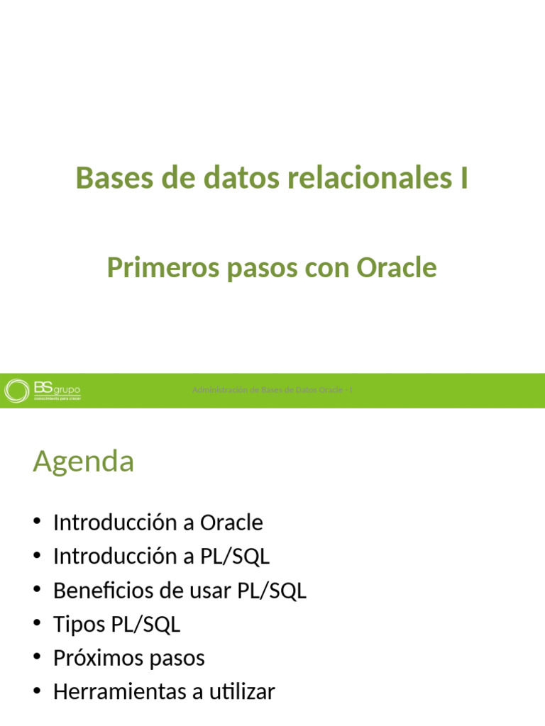 S1-Primeros Pasos Con Oracle | PDF | Oracle Corporation | Pl / Sql