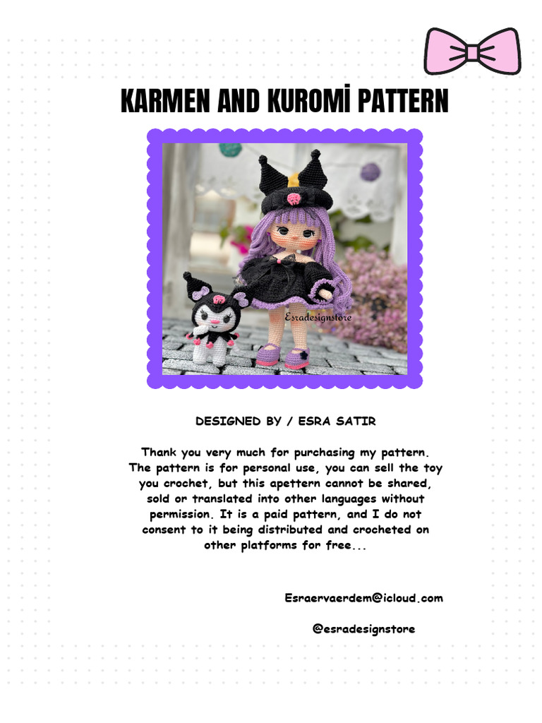 Karmen and Kuromi Crochet Pattern | PDF | Crochet | Yarn