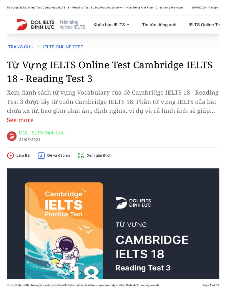 Vocab Cam 18-Test 3 | PDF