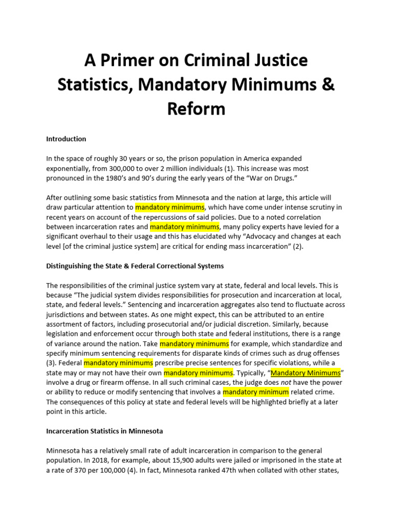 A Primer On Criminal Justice Statistics | PDF | Mandatory Sentencing ...