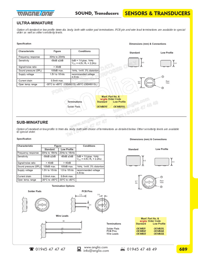 Sound Transducers Specifications Guide | PDF | Printed Circuit Board ...