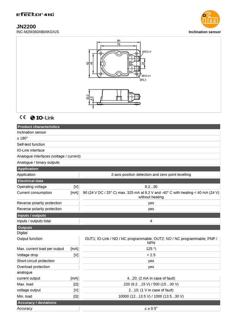 JN2200 Inclination Sensor Overview | PDF | Sensor | Electrical Engineering