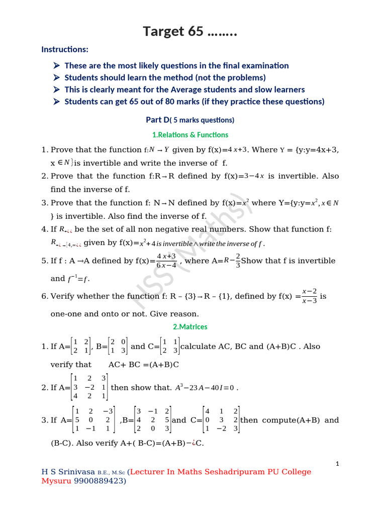 Maths.. March 2025 (Passing Pattern) | PDF | Function (Mathematics ...