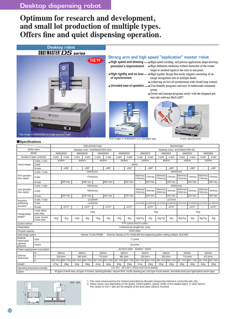 Musashi Shotmaster Ds Series | PDF | Weight | Computer Engineering