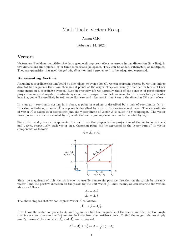 Understanding Vectors in Math | PDF | Euclidean Vector | Cartesian ...