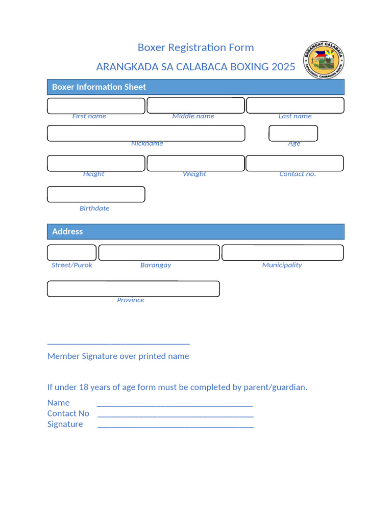 Boxer Registration Form 2025 | PDF