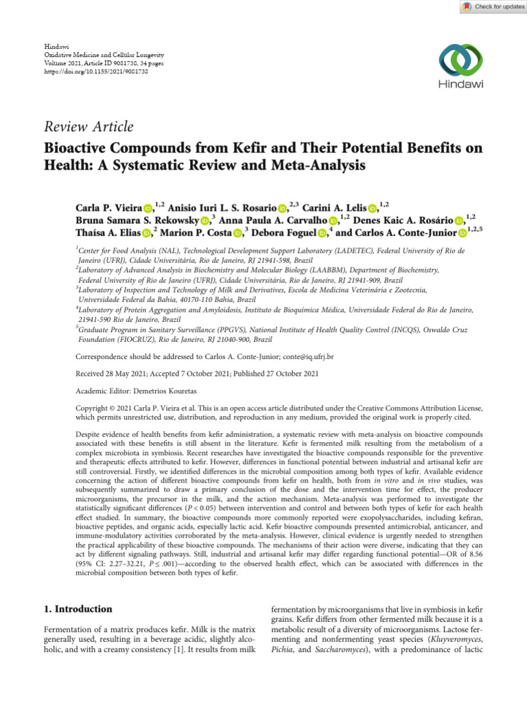 Kefir Bioactive Compounds and Health Benefits | PDF | Biology | Life ...