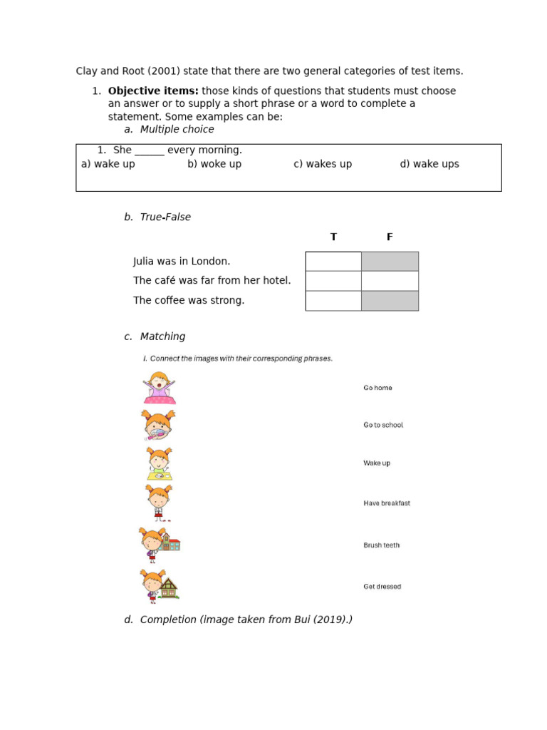 Types of Test Items Explained | PDF
