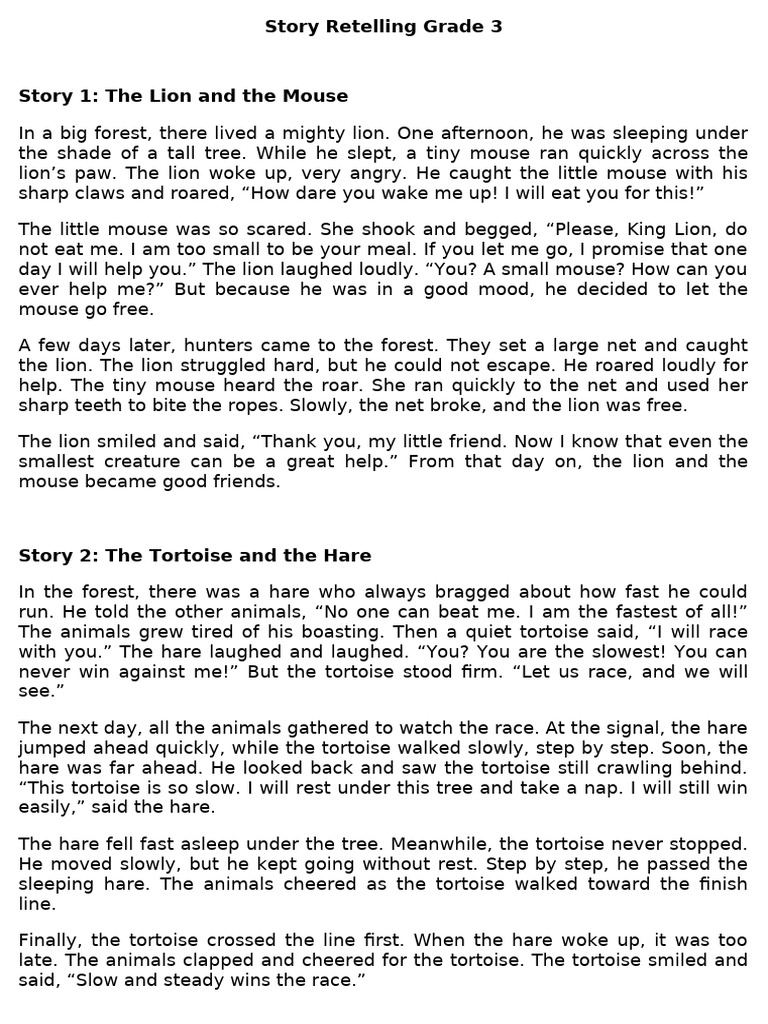 Grade 3 Story Retelling Examples | PDF