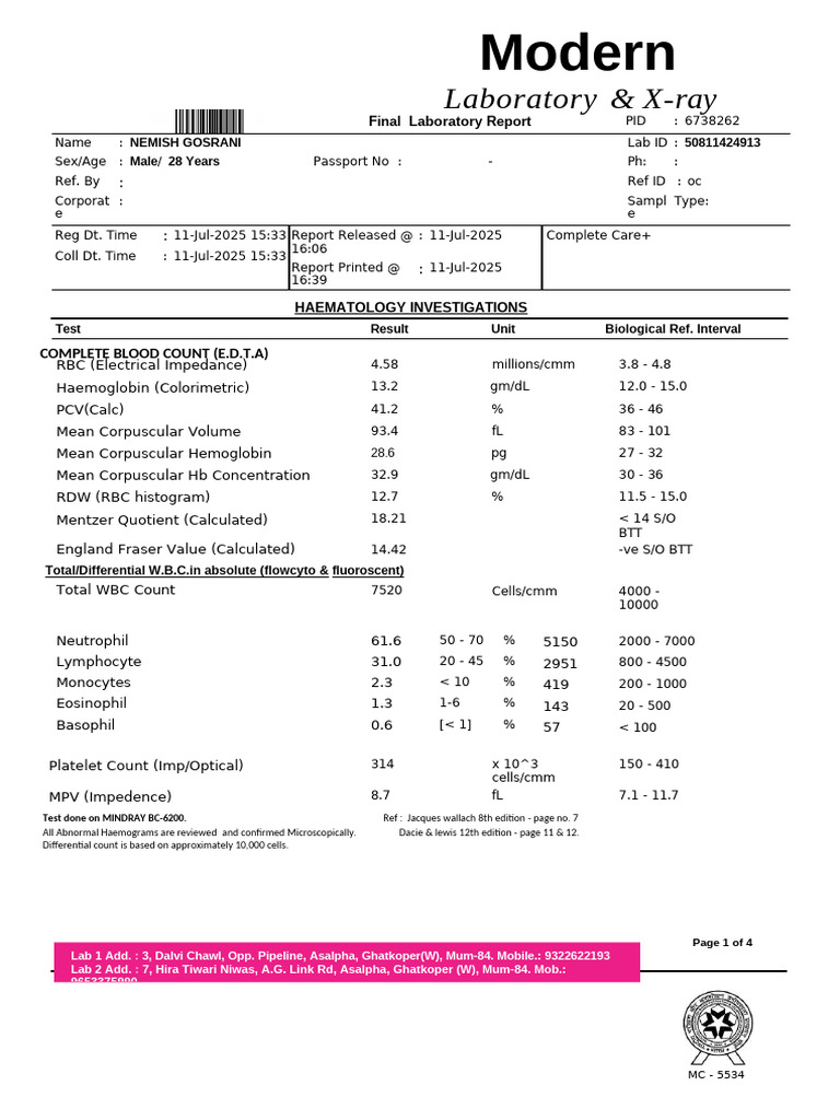 Final Lab Report for Nemish Gosrani | PDF | C Reactive Protein ...