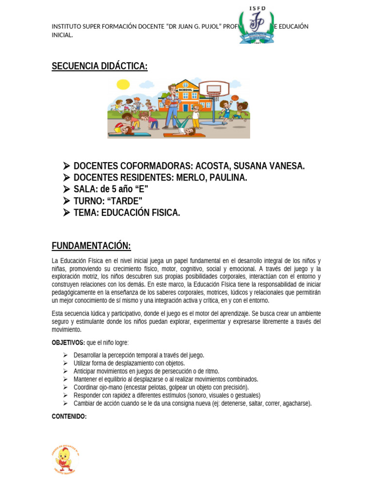 Secuencia Didctica De Educacin Fsica