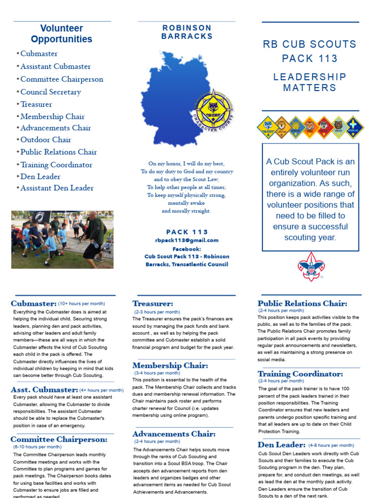 Cub Scout Leadership Roles Overview | PDF | Scouting And Guiding ...