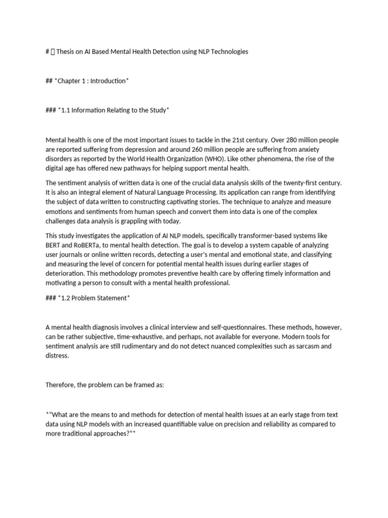 AI NLP for Early Mental Health Detection | PDF