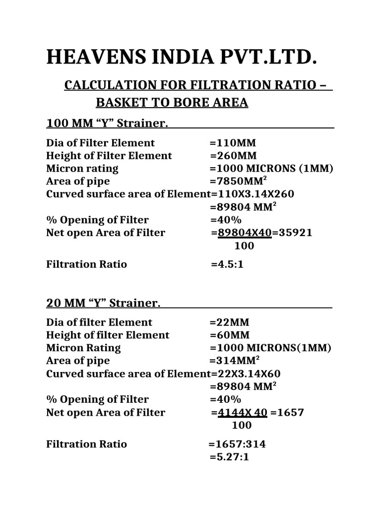 Calculation For y Strainer | PDF