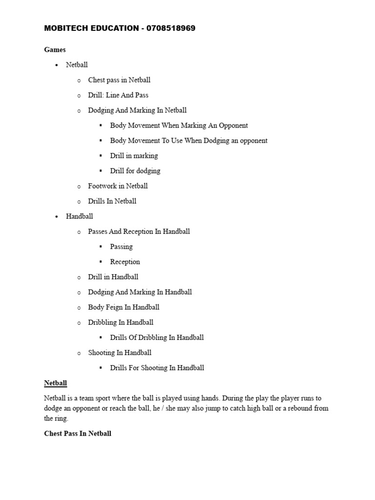 Netball Skills and Drills Guide | PDF | Track And Field | Anatomical ...