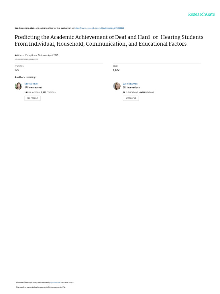 Academic Success of Deaf Students Factors | PDF | Regression Analysis ...