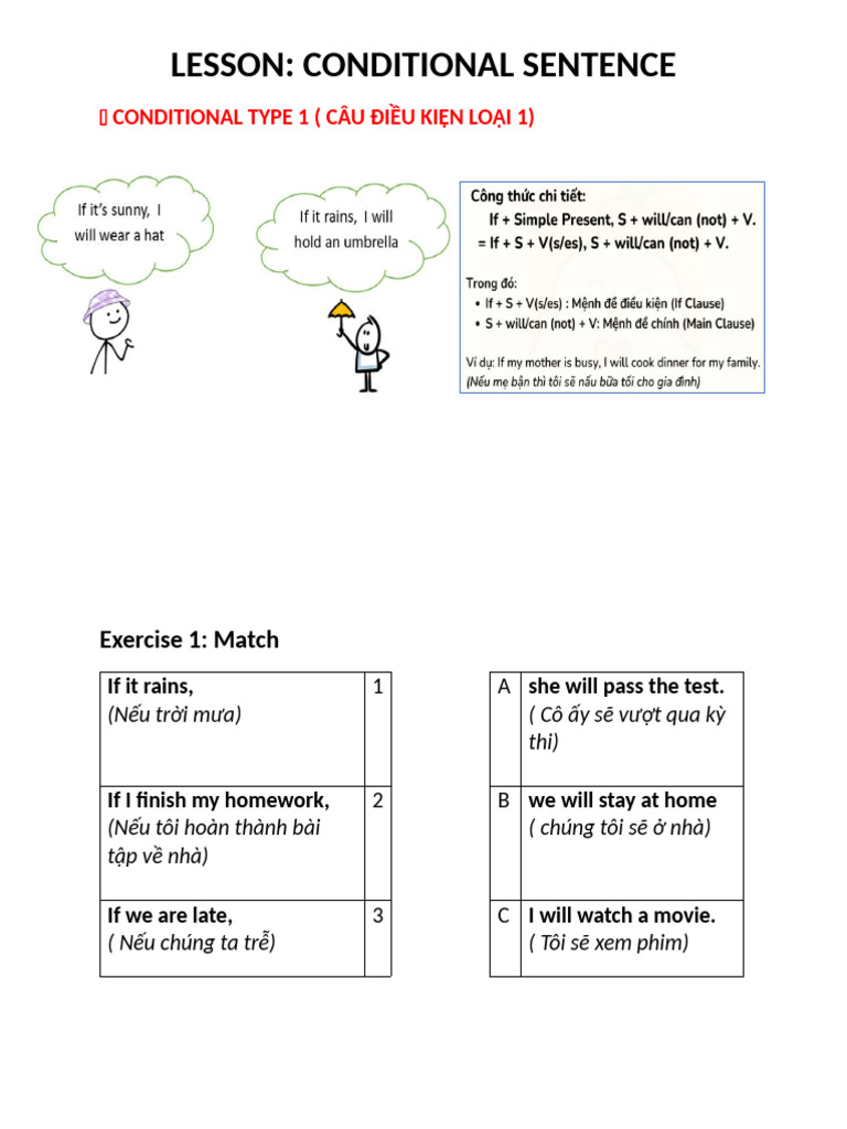 Conditional Type 1 Worksheet | PDF