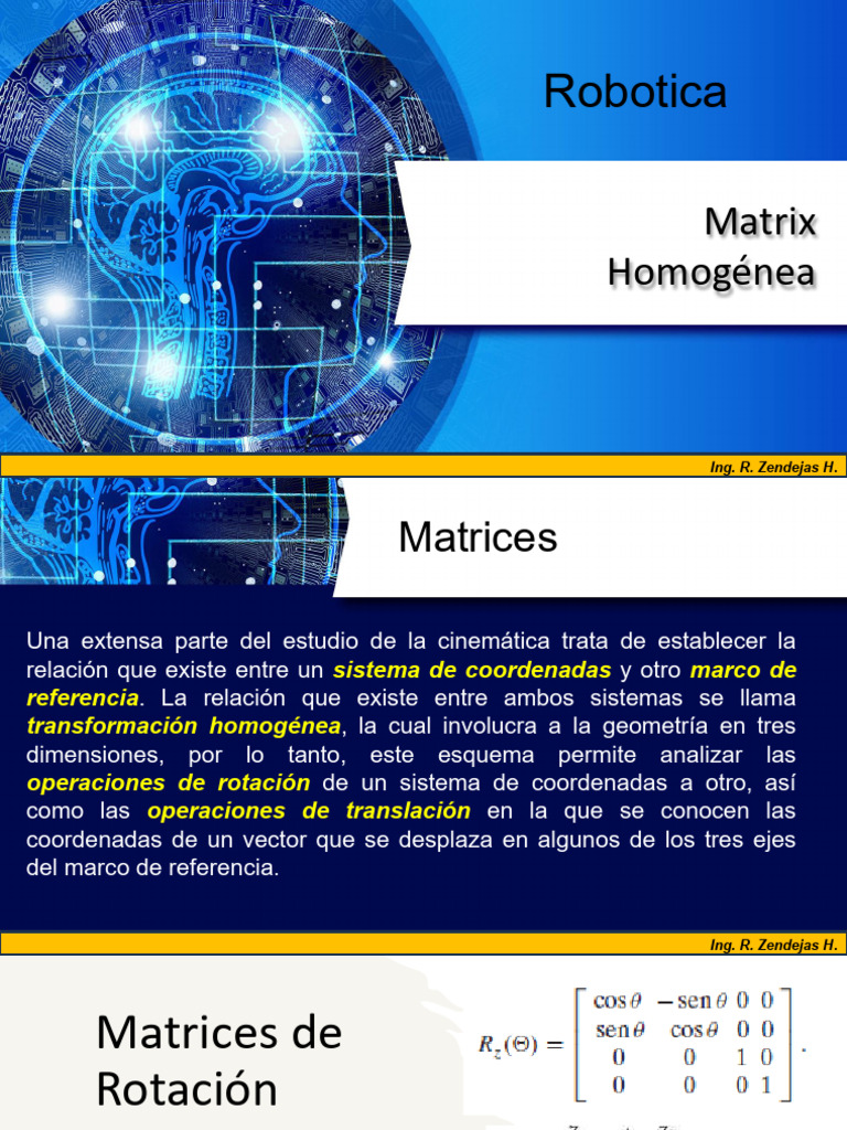 Matrices de Rotación y Transformación Homogénea | PDF | Rotación ...
