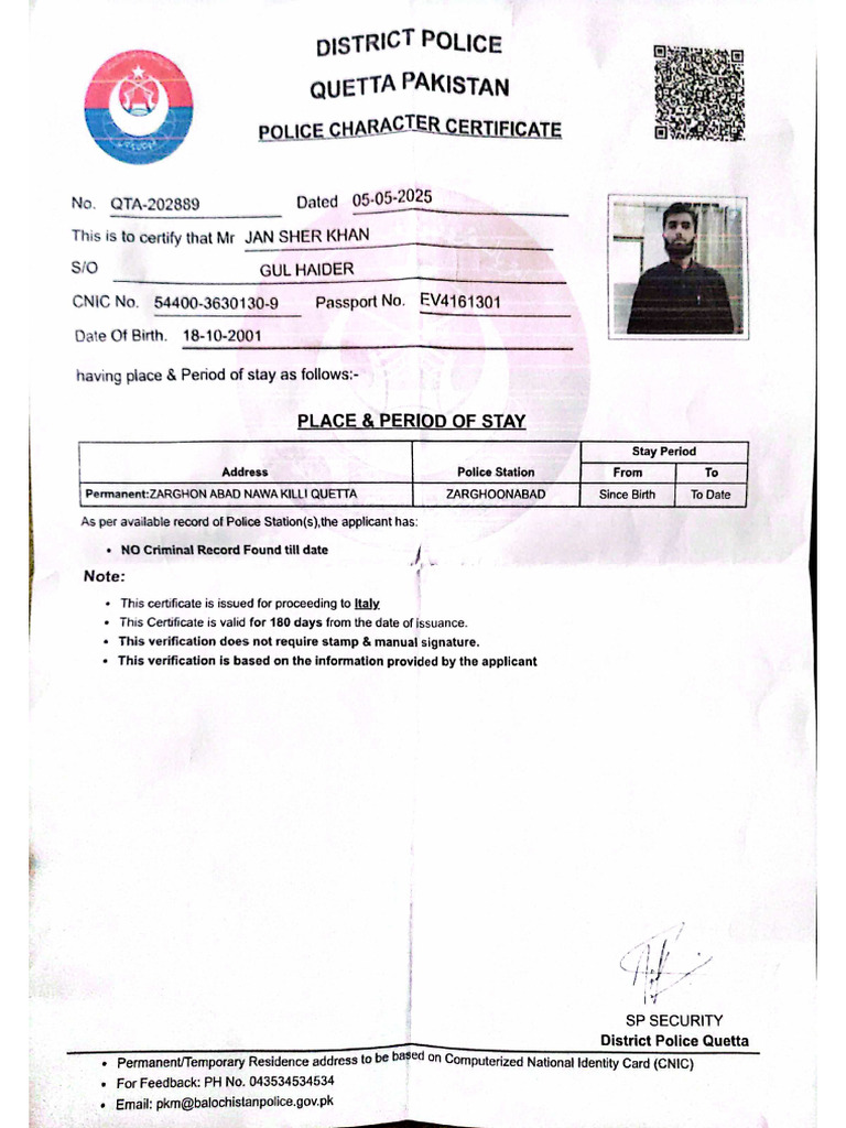 Police Clearance Certificate | PDF