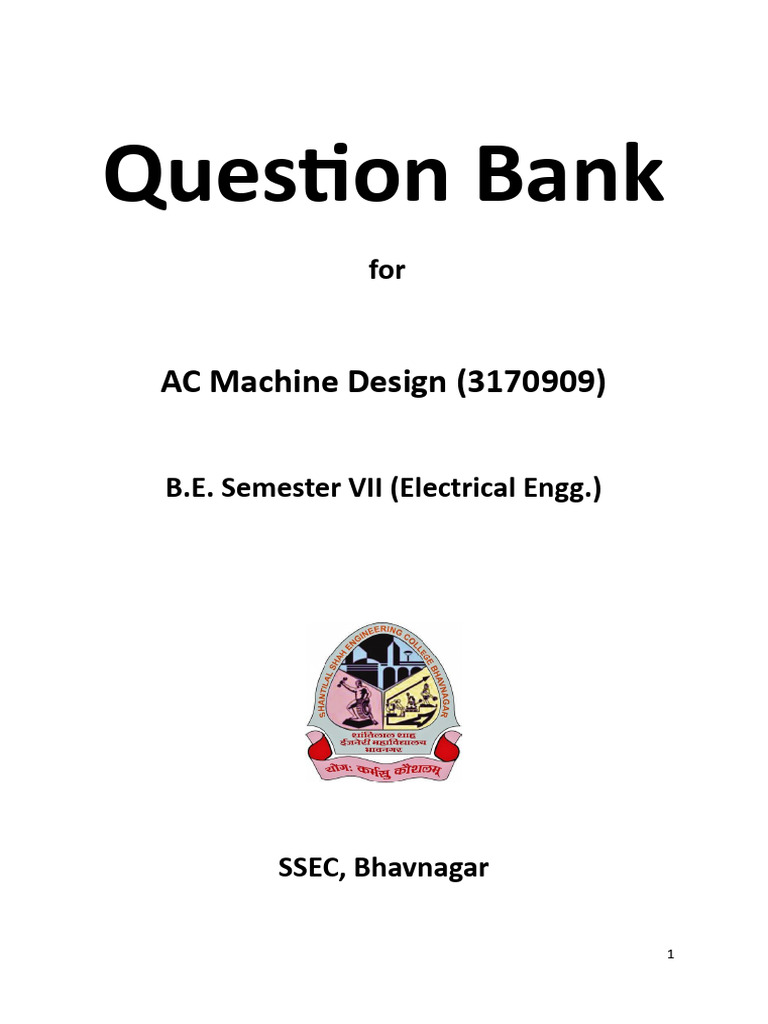 AC Machine Design Question Bank | PDF | Electric Motor | Transformer