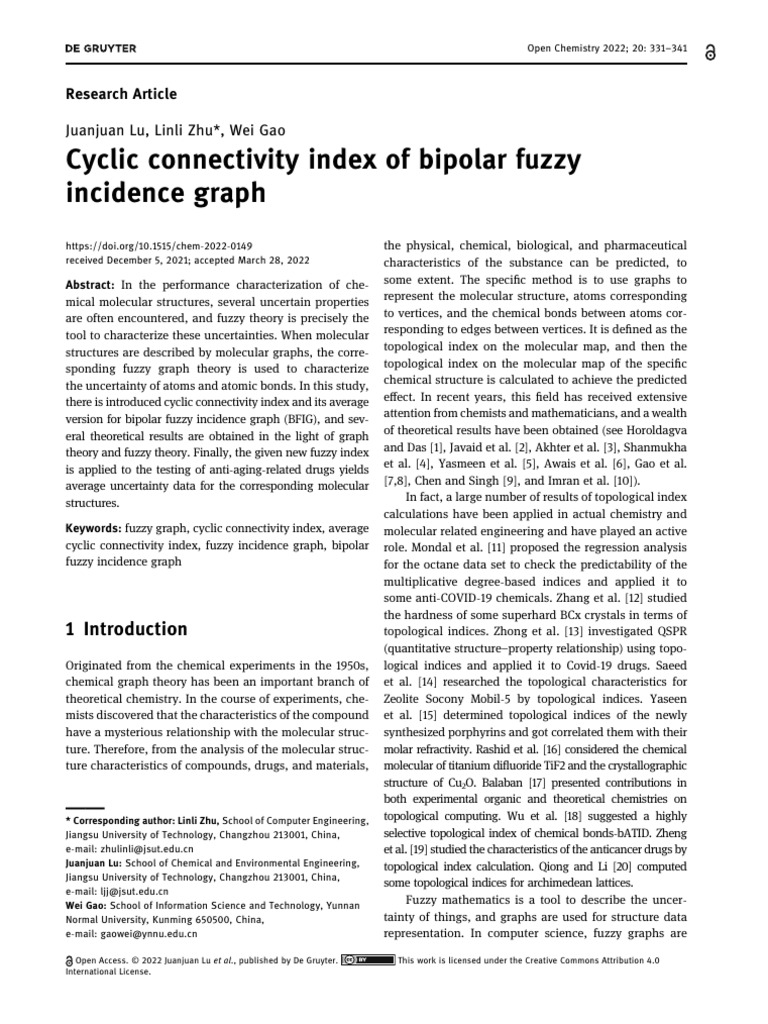 Cyclic Connectivity Index in Fuzzy Graphs | PDF | Nicotinamide Adenine ...