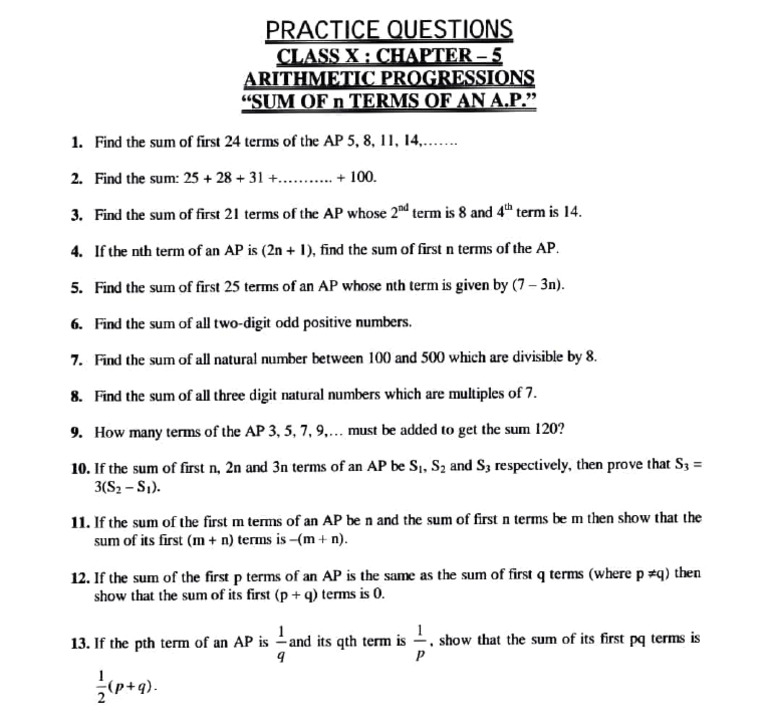 Practice Questions on AP Sums | PDF