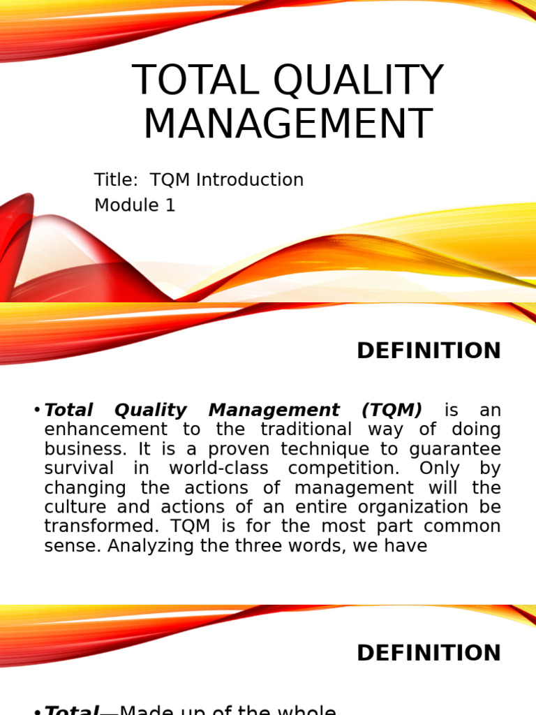 Total Quality Management Overview | PDF | Quality Management | Business