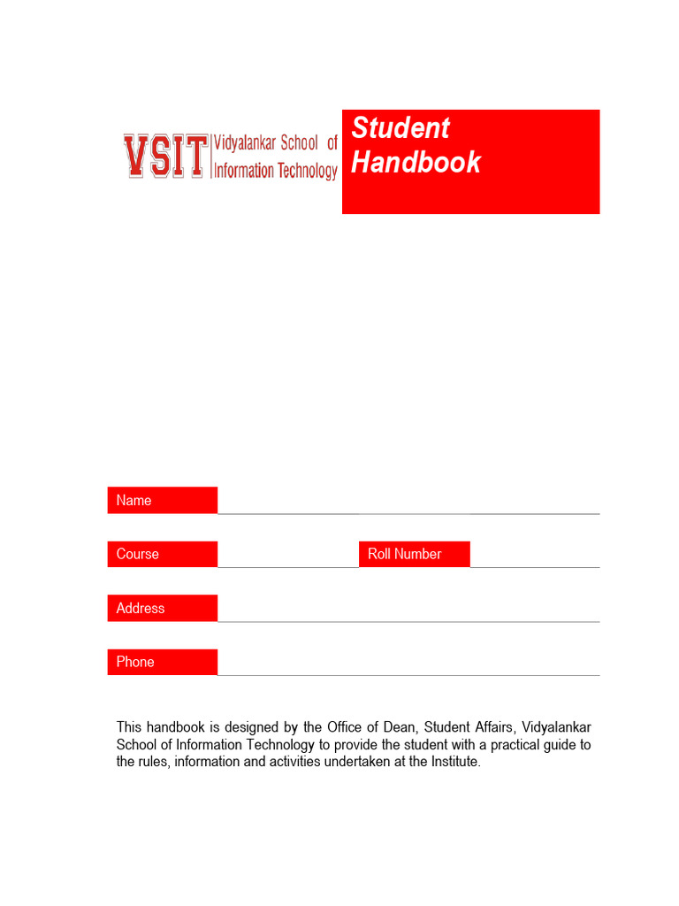 VSIT Student Handbook Overview | PDF