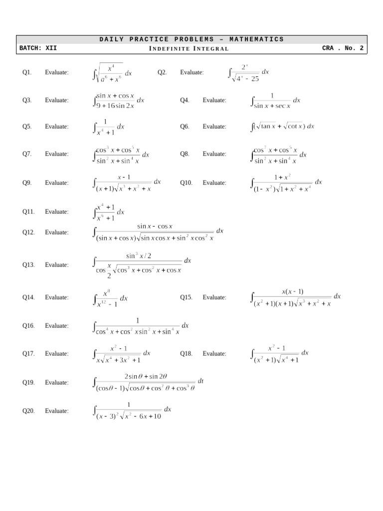 65 - Indefinite Integral | PDF