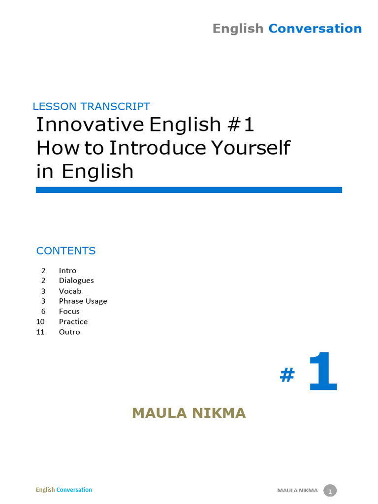 Lesson 1 - How To Introduce Yourself in English | PDF | Communication ...