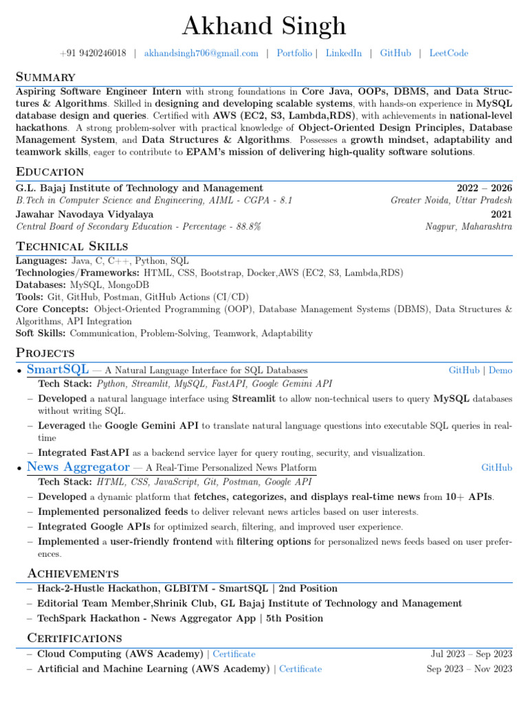 Aspiring Software Engineer Portfolio | PDF | Databases | My Sql