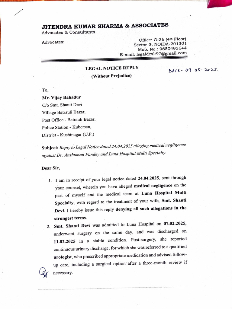Legal Notice Reply: Medical Negligence Denial | PDF | Defamation ...