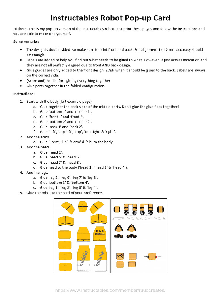 Instructables Robot Pop-up Card Guide | PDF | Chess Theory | Chess
