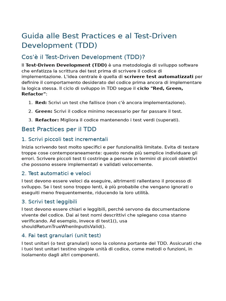 Guida Alle Best Practices e Al Test | PDF