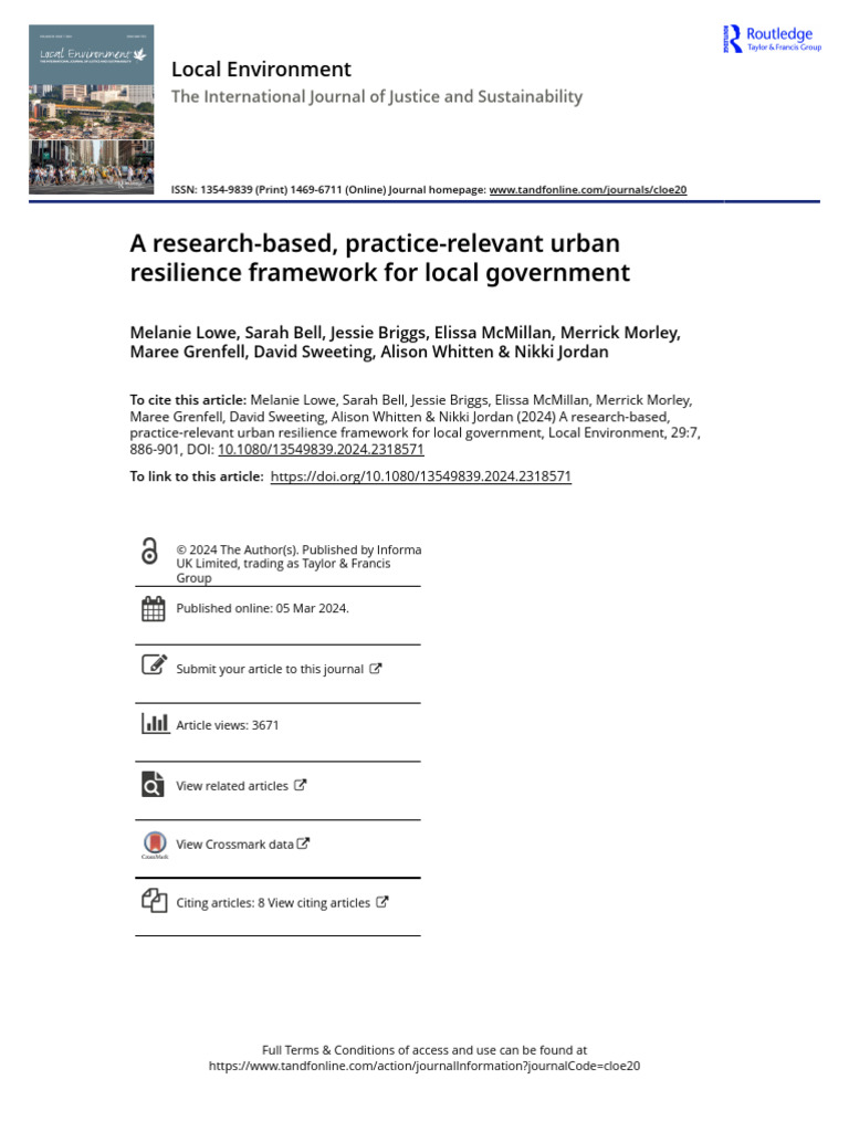Urban Resilience Framework for Local Government | PDF | Climate ...
