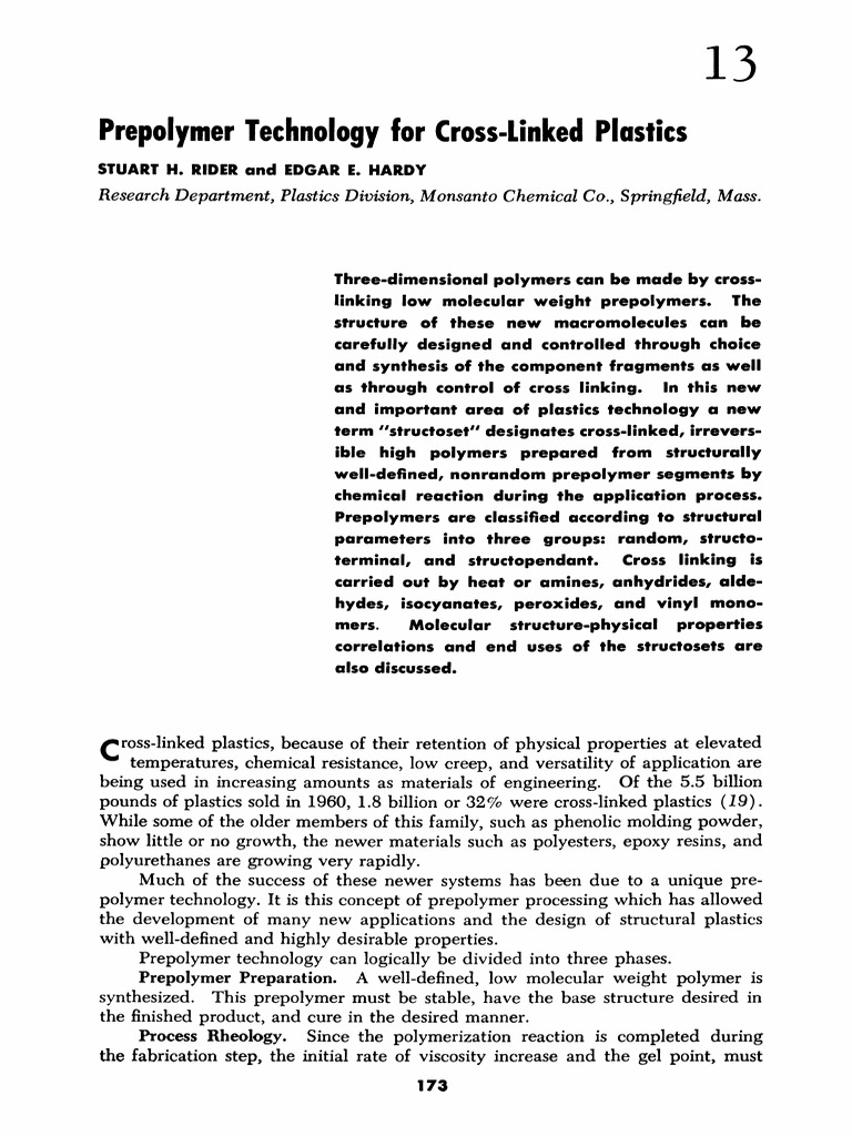 To Read - PUA - Prepolymer Technology For Cross-Linked Plastics | PDF ...