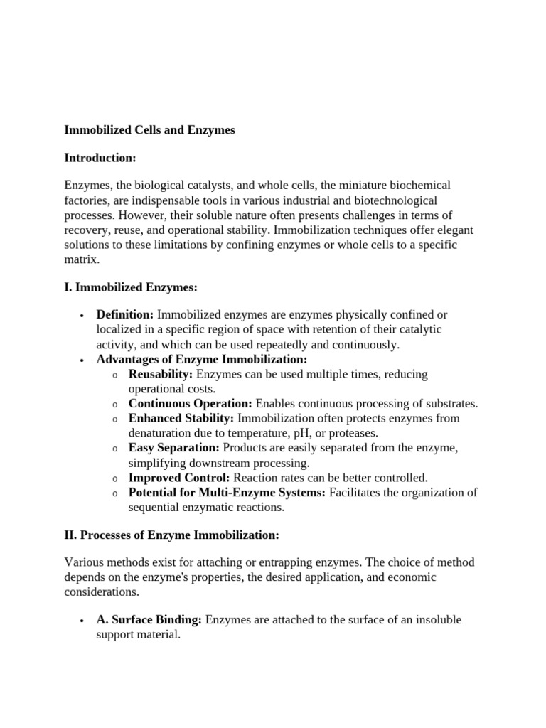Immobilization Techniques for Enzymes & Cells | PDF | Enzyme | Biosensor