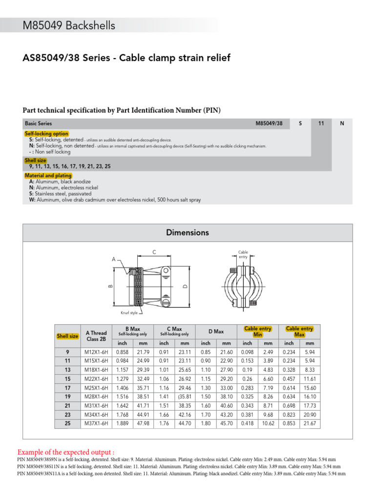 M85049/38 Series Backshell Specifications | PDF | Metals | Materials