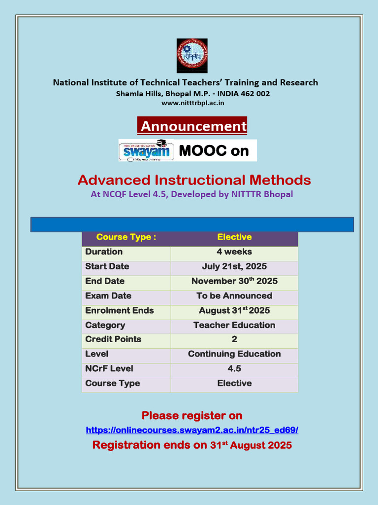 Advanced Instructional Methods Course | PDF | Educational Technology ...