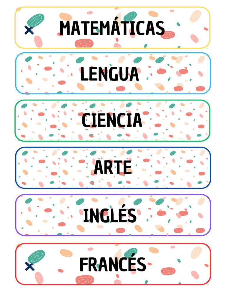 Etiquetas de Asignaturas para El Aula Ilustrativo Azul | PDF