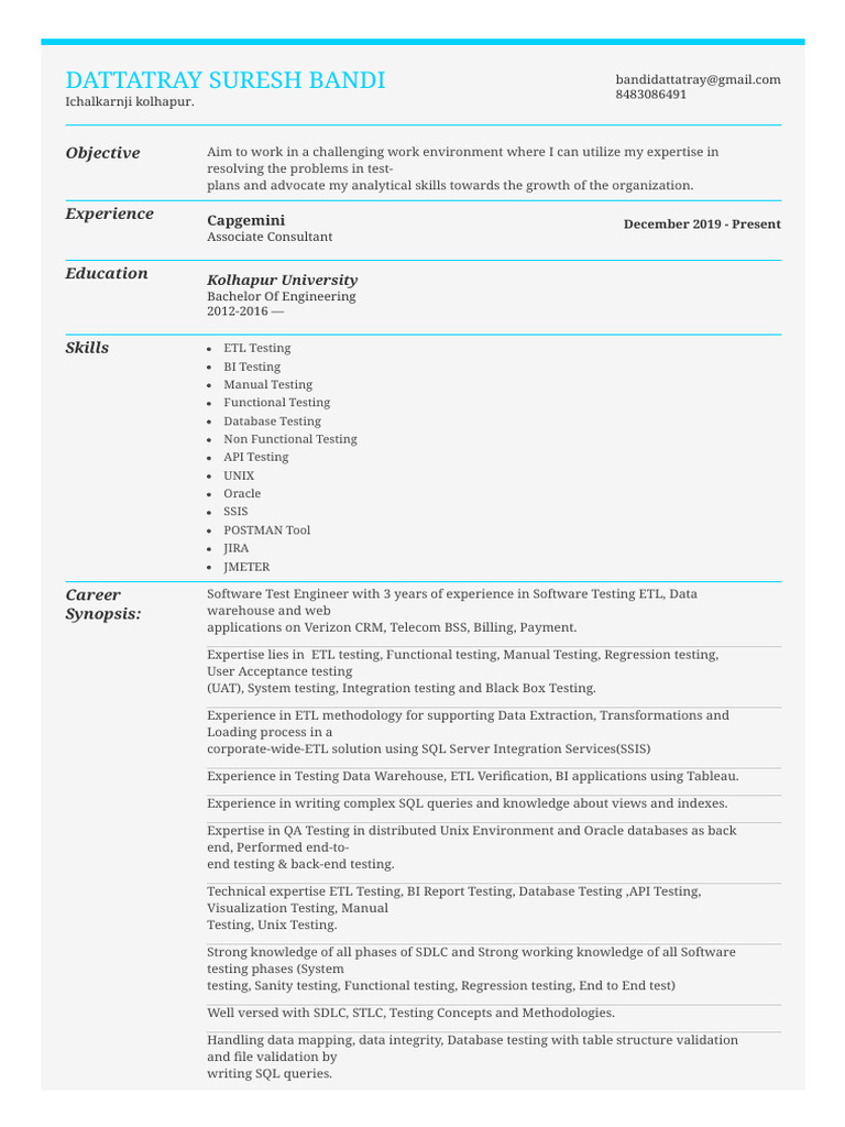 Software Test Engineer Resume Summary | PDF | Databases | Software Testing